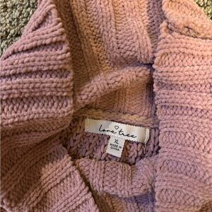 WORN ONCE Love Tree pink cable knit cow neck sweater. Size XL, fits small